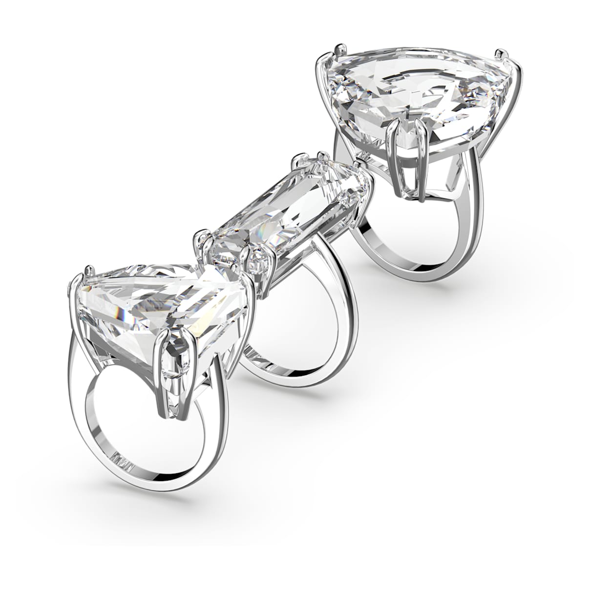 

Mesmera Cocktailring, Set (3), Verschiedene Schliffe, Weiß, Rhodiniert
