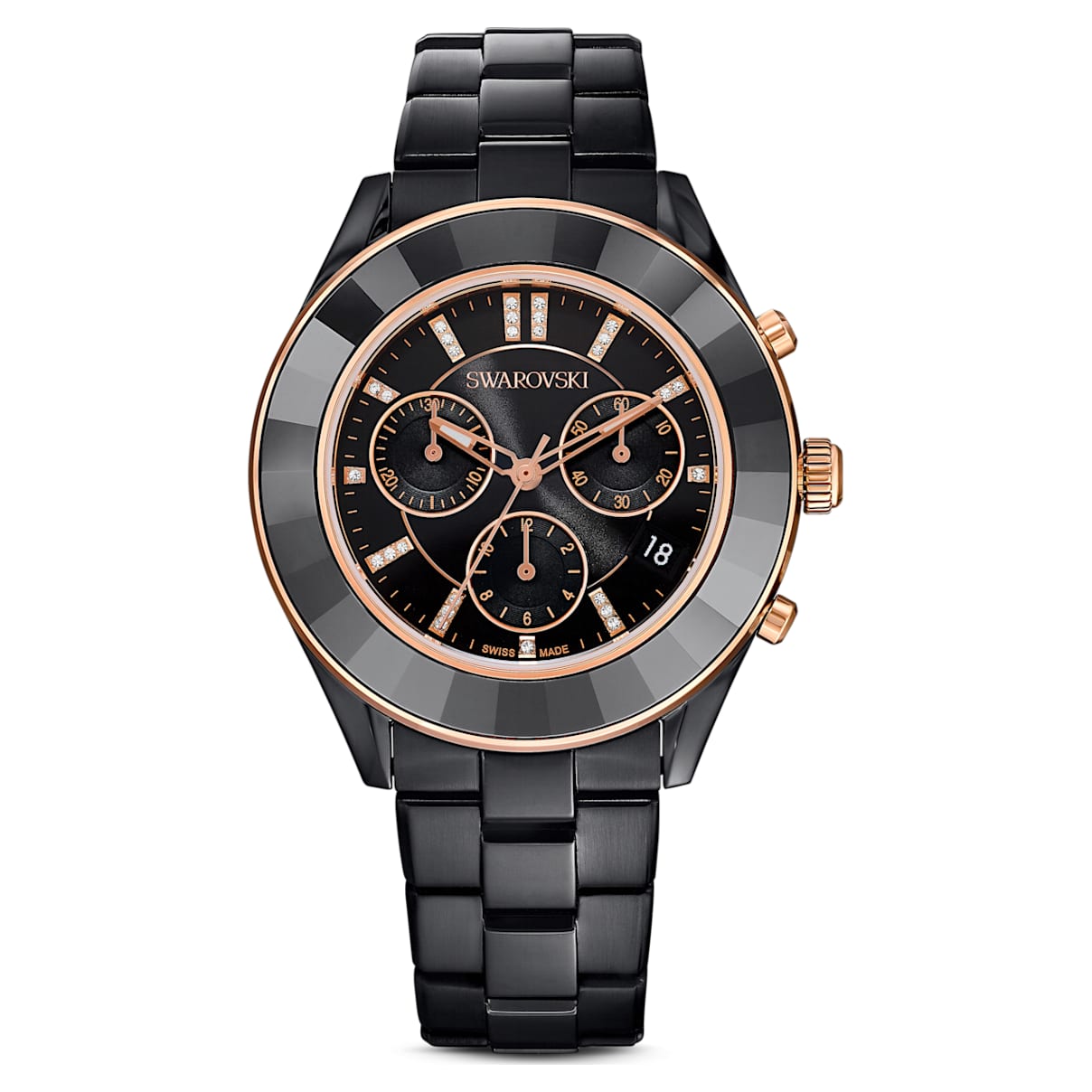 

Zegarek Octea Lux Sport, Swiss Made, Metalowa bransoleta, Czarny, Czarna powłoka