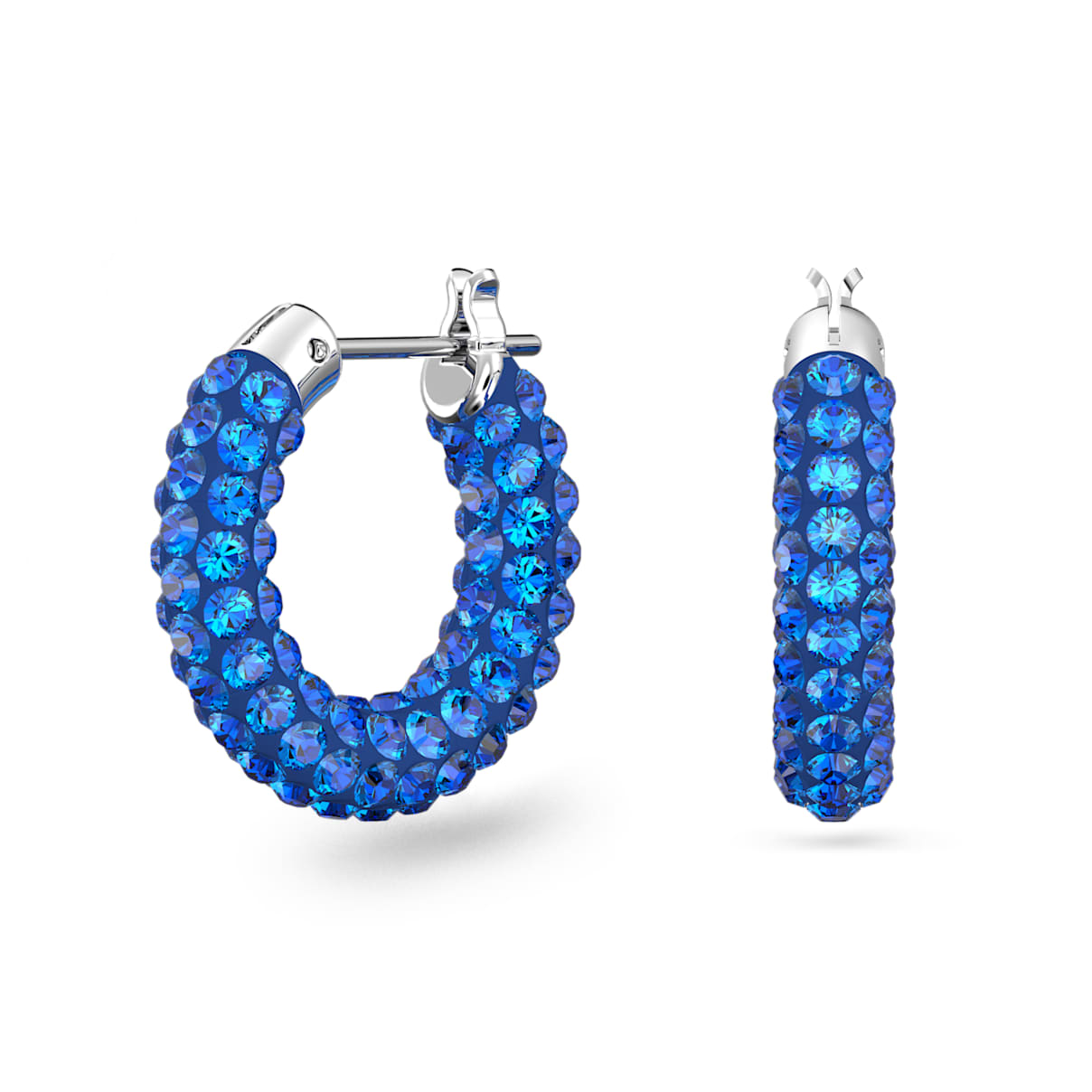 

Tigris hoop earrings, Blue, Rhodium plated