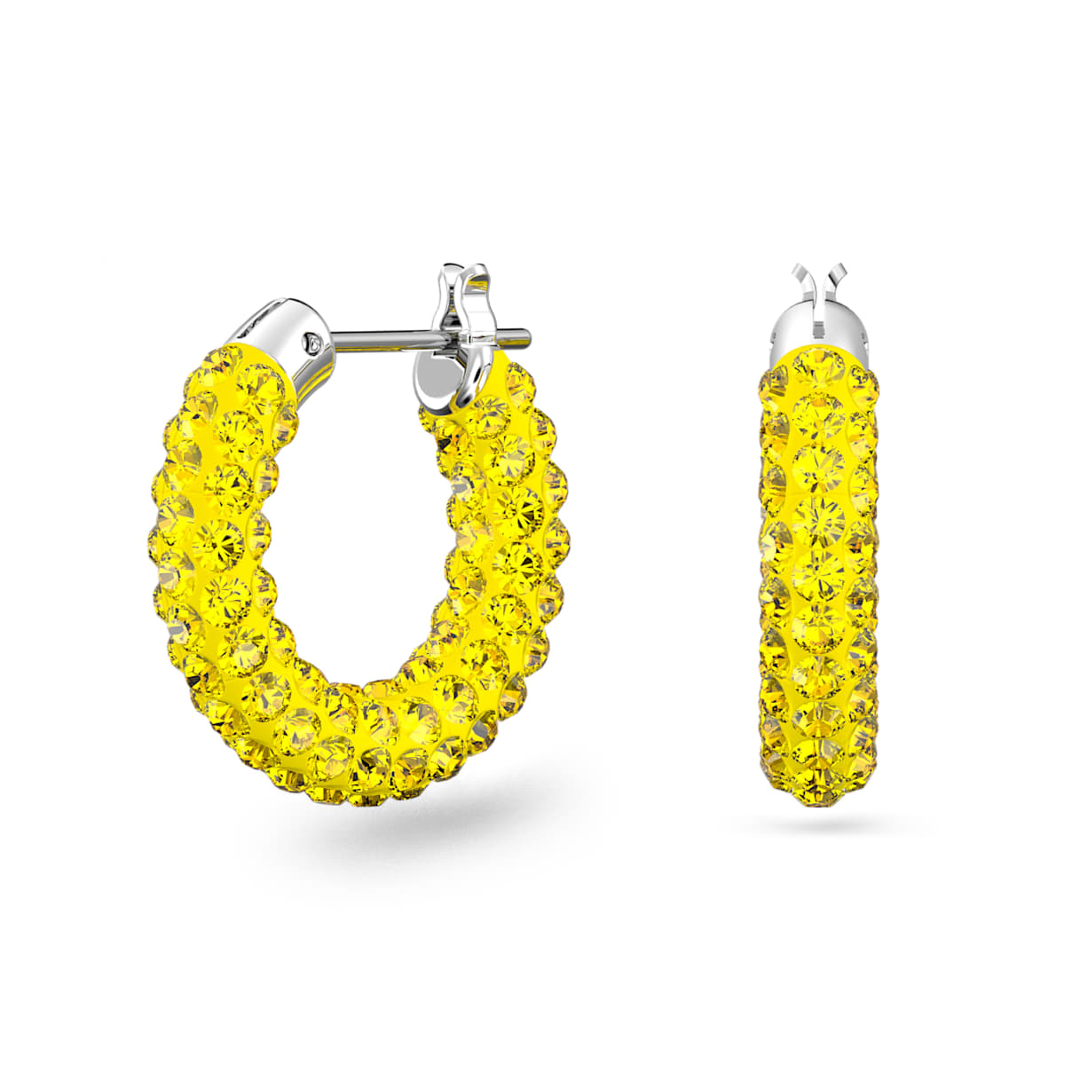 

Tigris hoop earrings, Yellow, Rhodium plated
