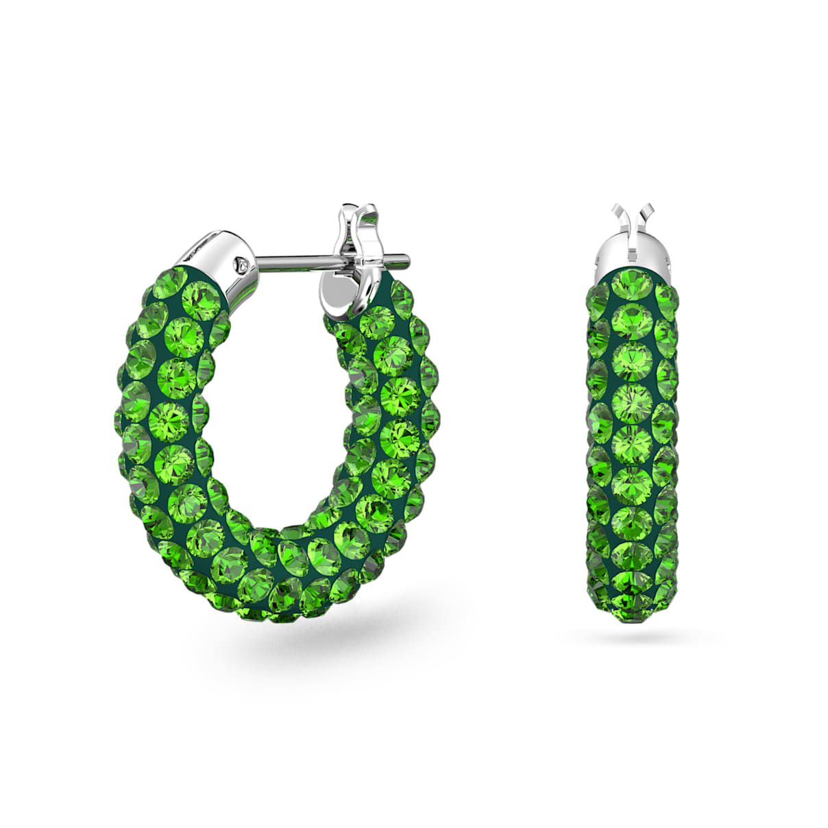 

Tigris hoop earrings, Green, Rhodium plated