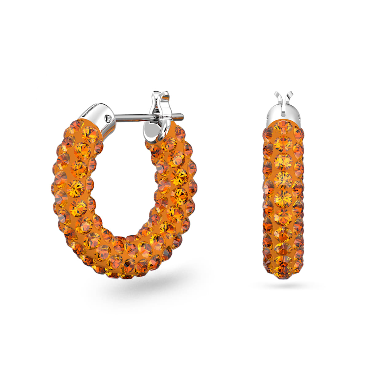 

Tigris hoop earrings, Orange, Rhodium plated