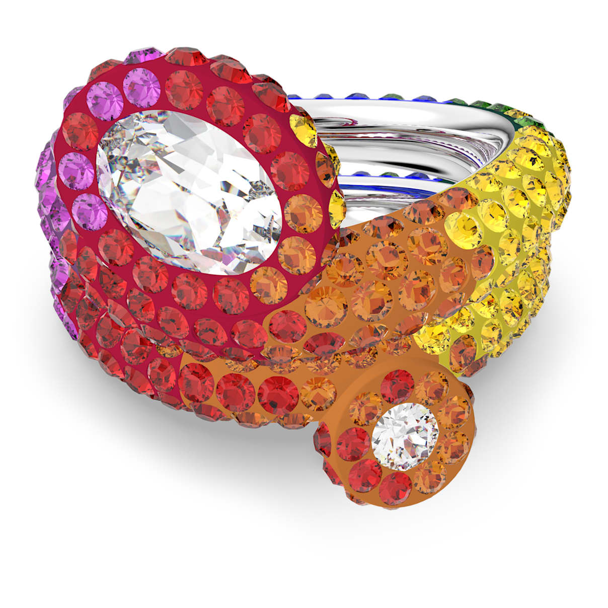 

Swarovski Tigris ring, Set (2), Mixed cuts, Water droplets, Multicoloured, Rhodium plated