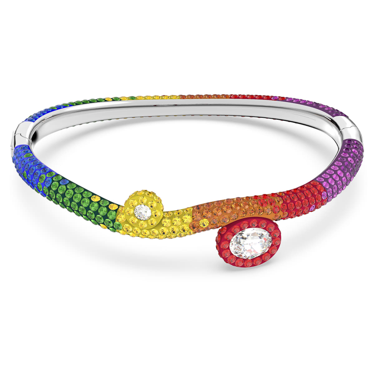 

Tigris bangle, Mixed cuts, Water droplets, Multicoloured, Rhodium plated