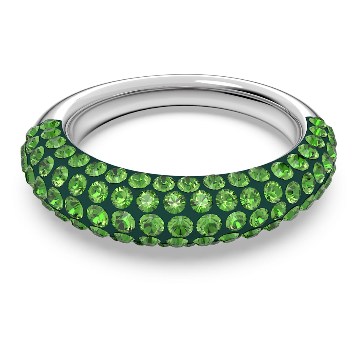 Anello Tigris, Verde, Placcato rodio