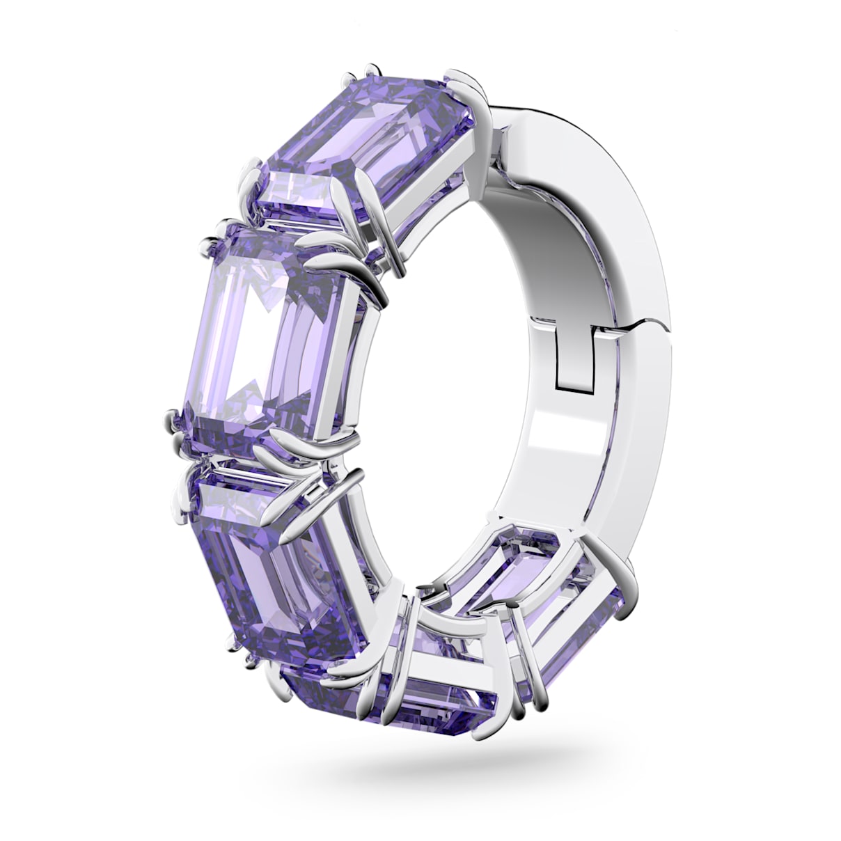 

Swarovski Millenia ear cuff, Single, Octagon cut, Purple, Rhodium plated