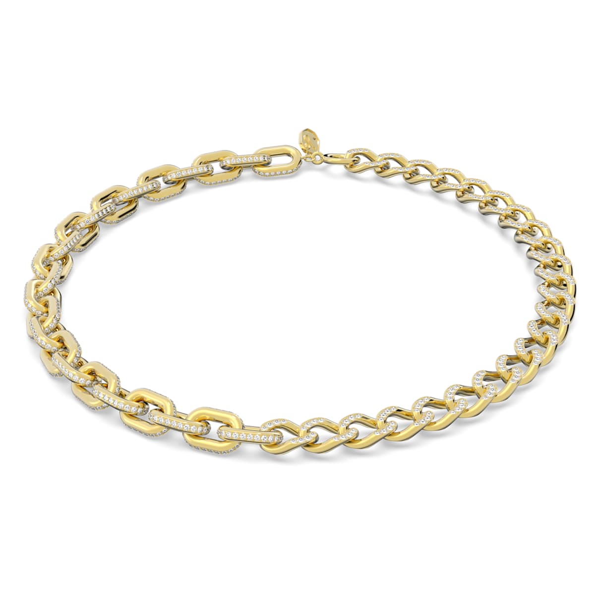 

Dextera necklace, Mixed links, White, Gold-tone plated