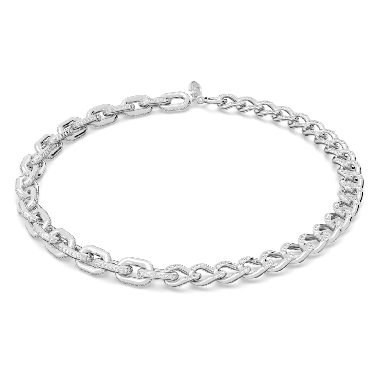 

Dextera necklace, Mixed links, White, Rhodium plated