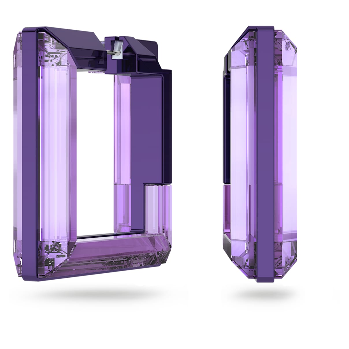 Swarovski Lucent hoop earrings, Square shape, Purple