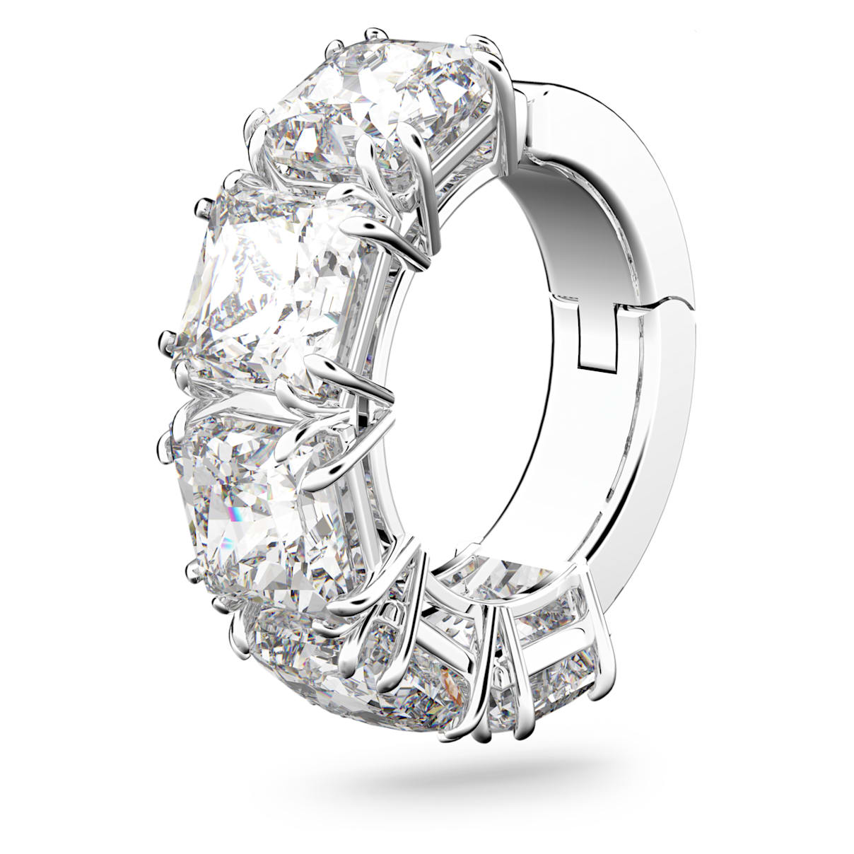 

Swarovski Millenia ear cuff, Single, Square cut, White, Rhodium plated