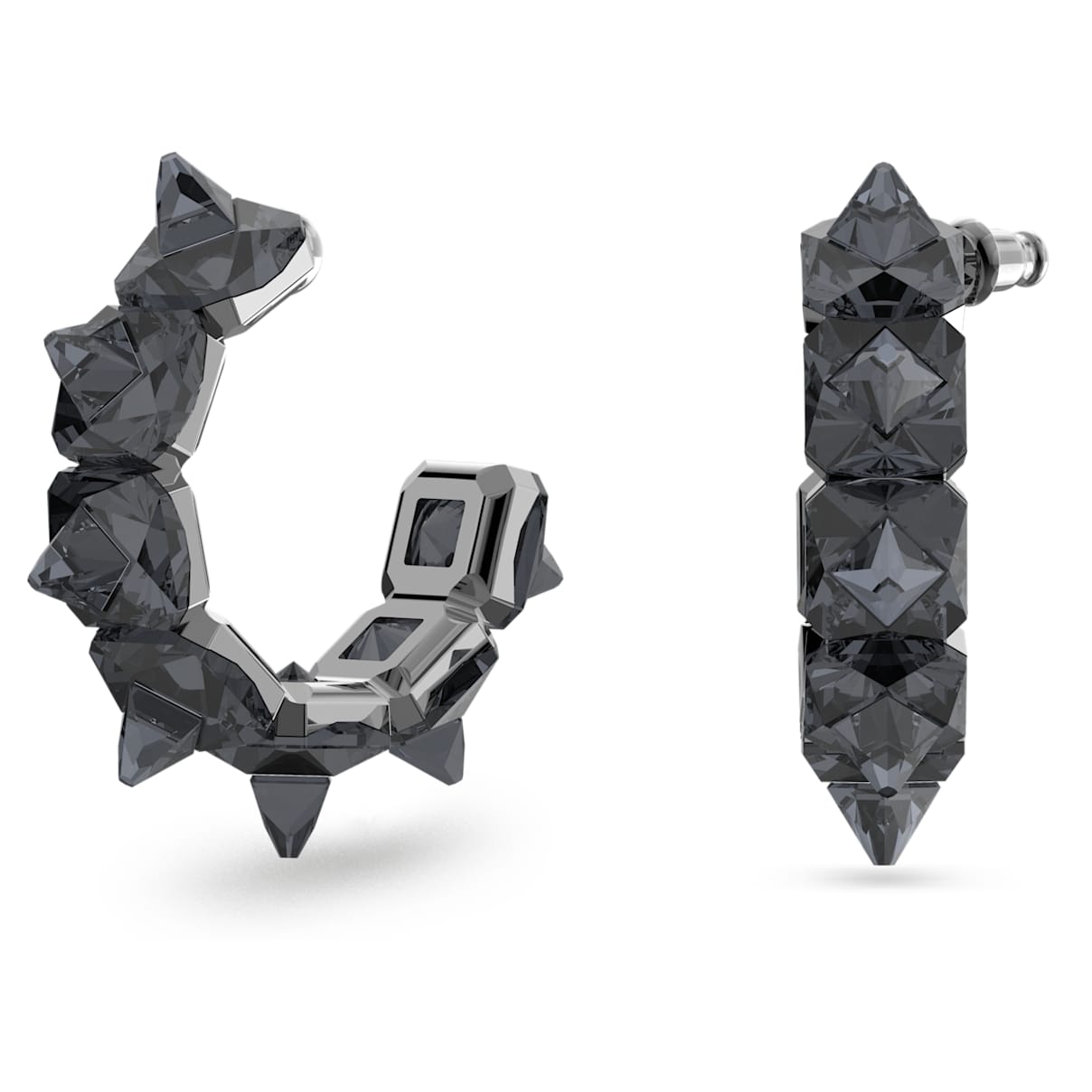 

Ortyx hoop earrings, Pyramid cut, Gray, Ruthenium plated