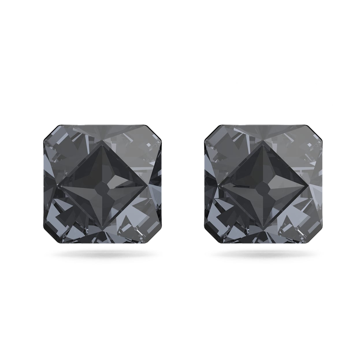 

Matrix stud earrings, Pyramid cut, Gray, Ruthenium plated