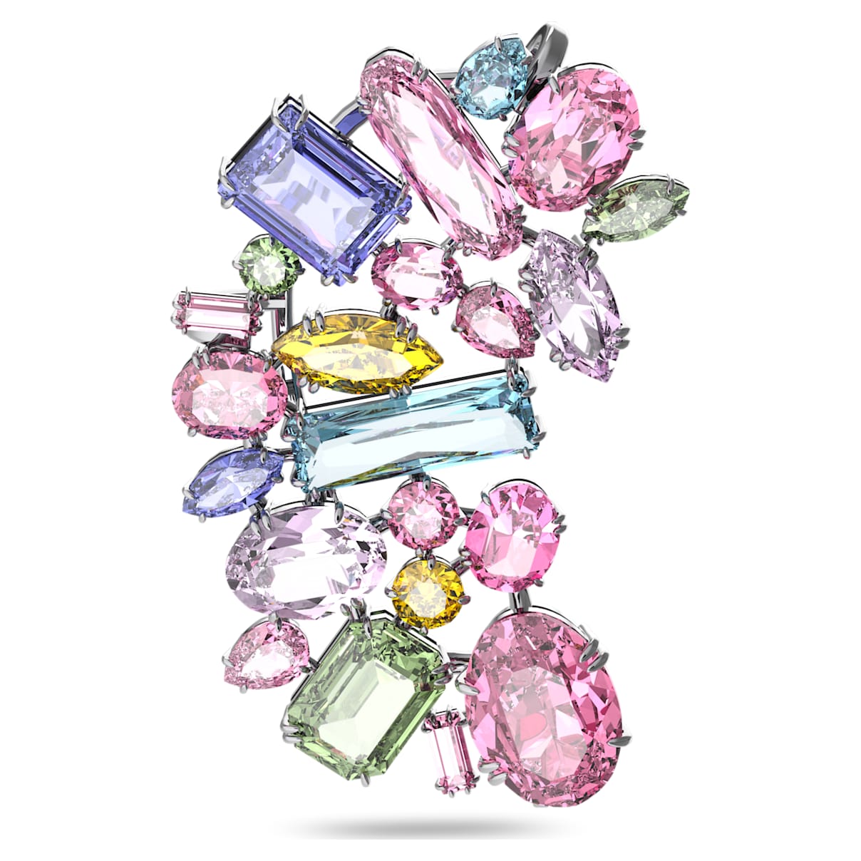 

Gema ear cuff, Single, Oversized crystals, Multicolored, Rhodium plated
