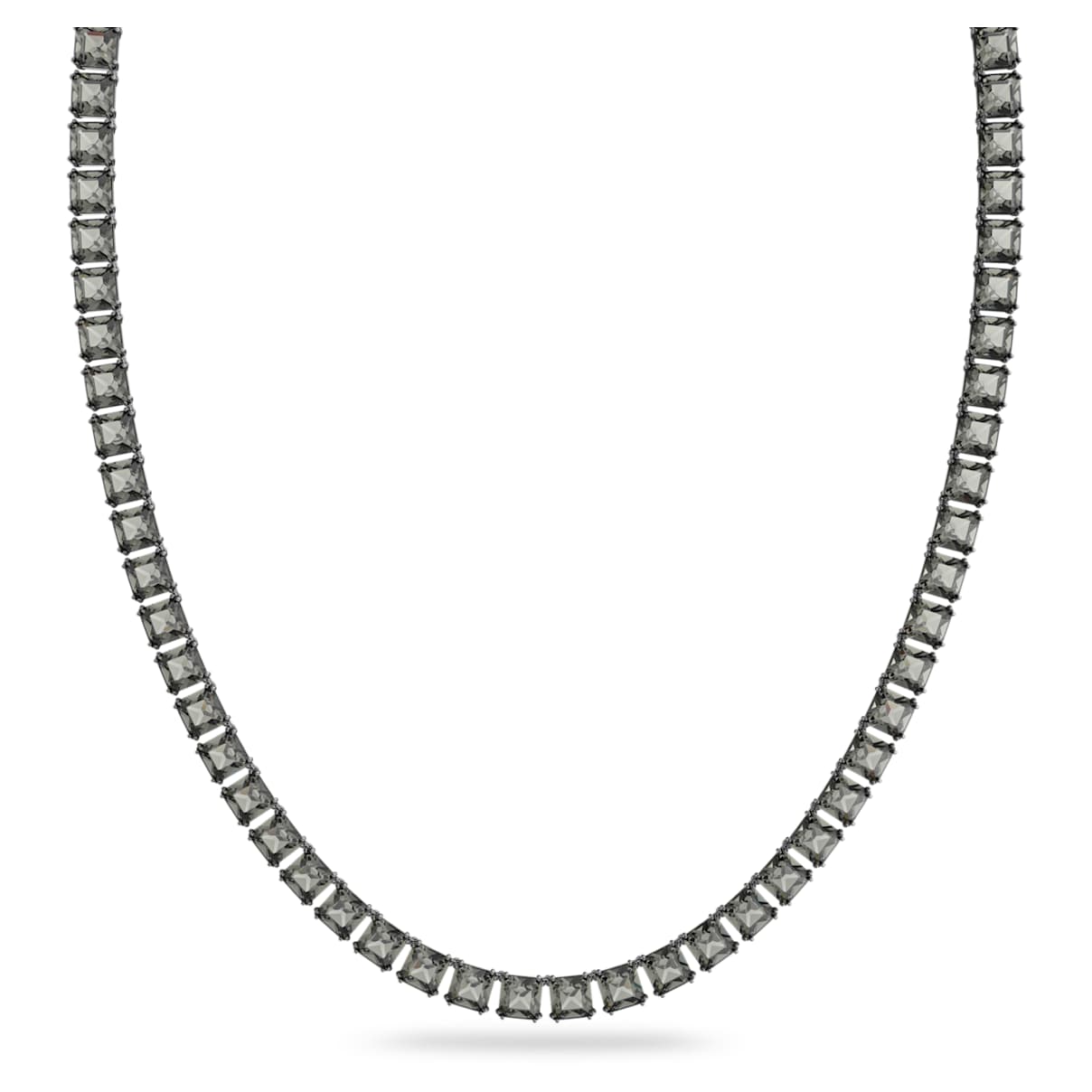 

Millenia necklace, Square cut, Long, Gray, Ruthenium plated