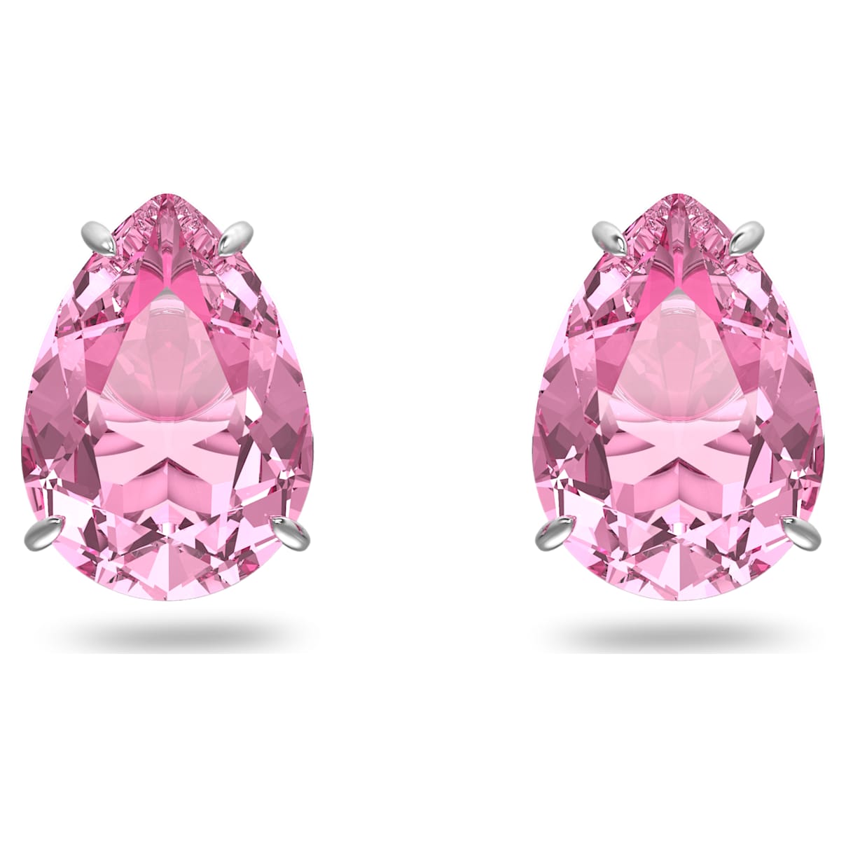 Gema stud earrings, Drop cut, Pink, Rhodium plated