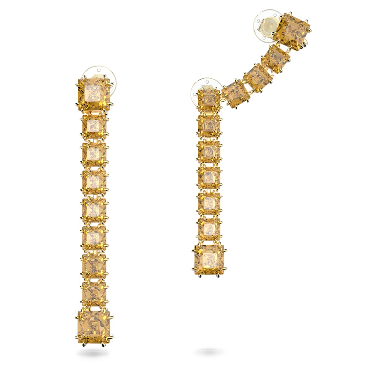 

Swarovski Millenia clip earrings, Asymmetrical design, Yellow, Gold-tone plated