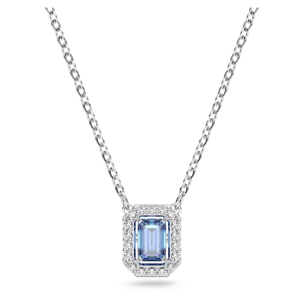 Swarovski Millenia necklace, Octagon cut, Blue, Rhodium plated