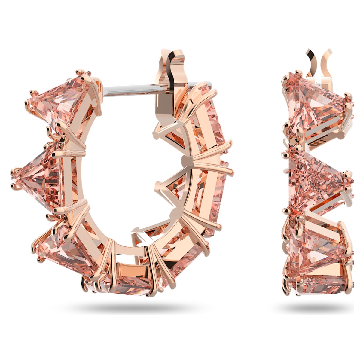 

Matrix hoop earrings, Triangle cut, Small, Pink, Rose gold-tone plated