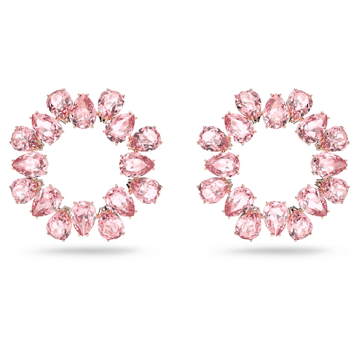 

Matrix hoop earrings, Pear cut, Pink, Rose gold-tone plated