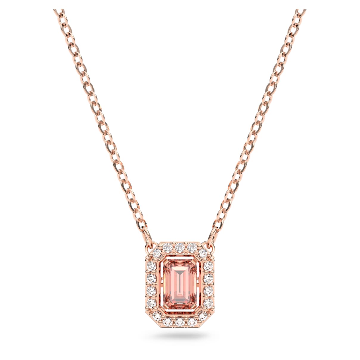 

Una necklace, Octagon cut, Pink, Rose gold-tone plated