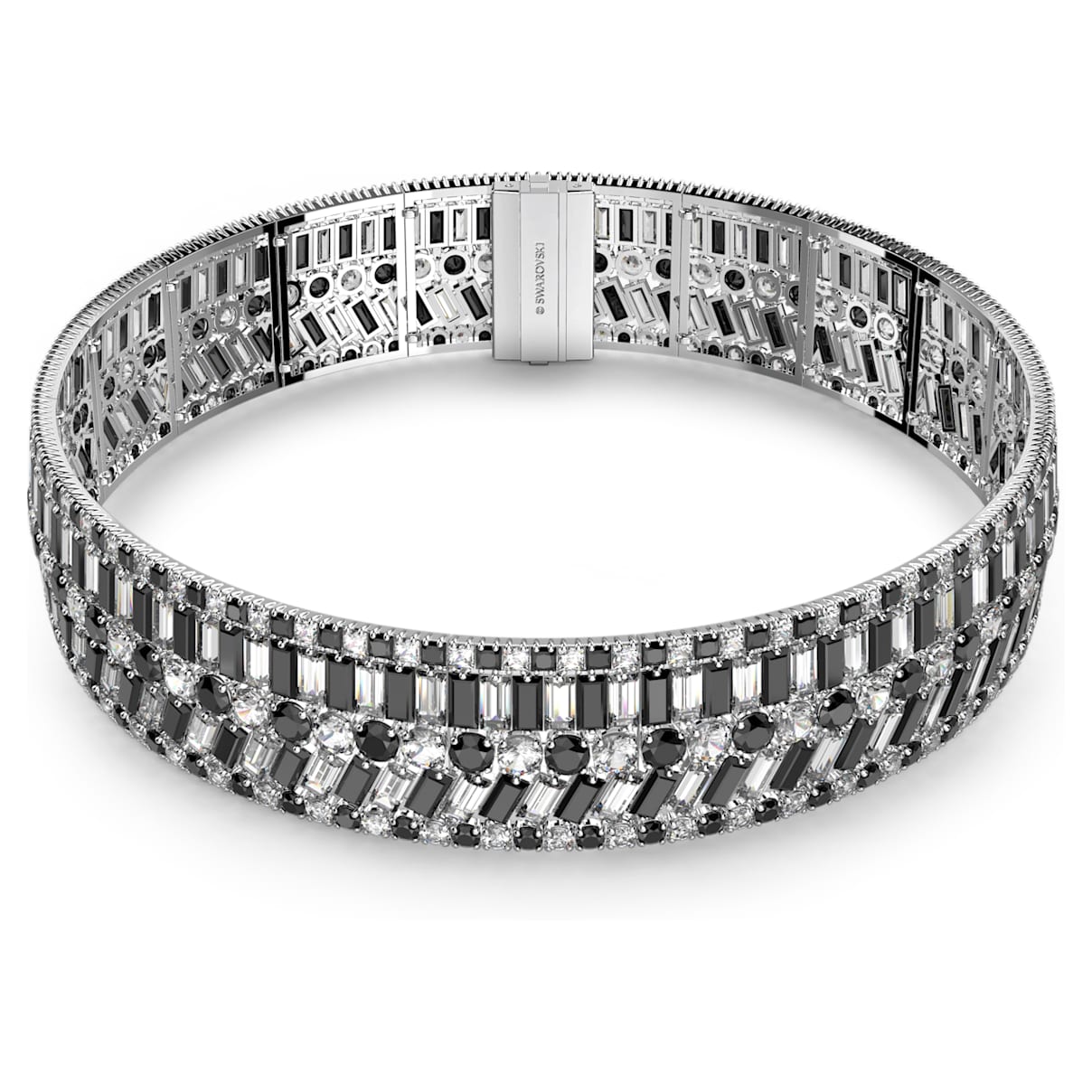 

Hyperbola choker, Mixed cuts, Black, Rhodium plated
