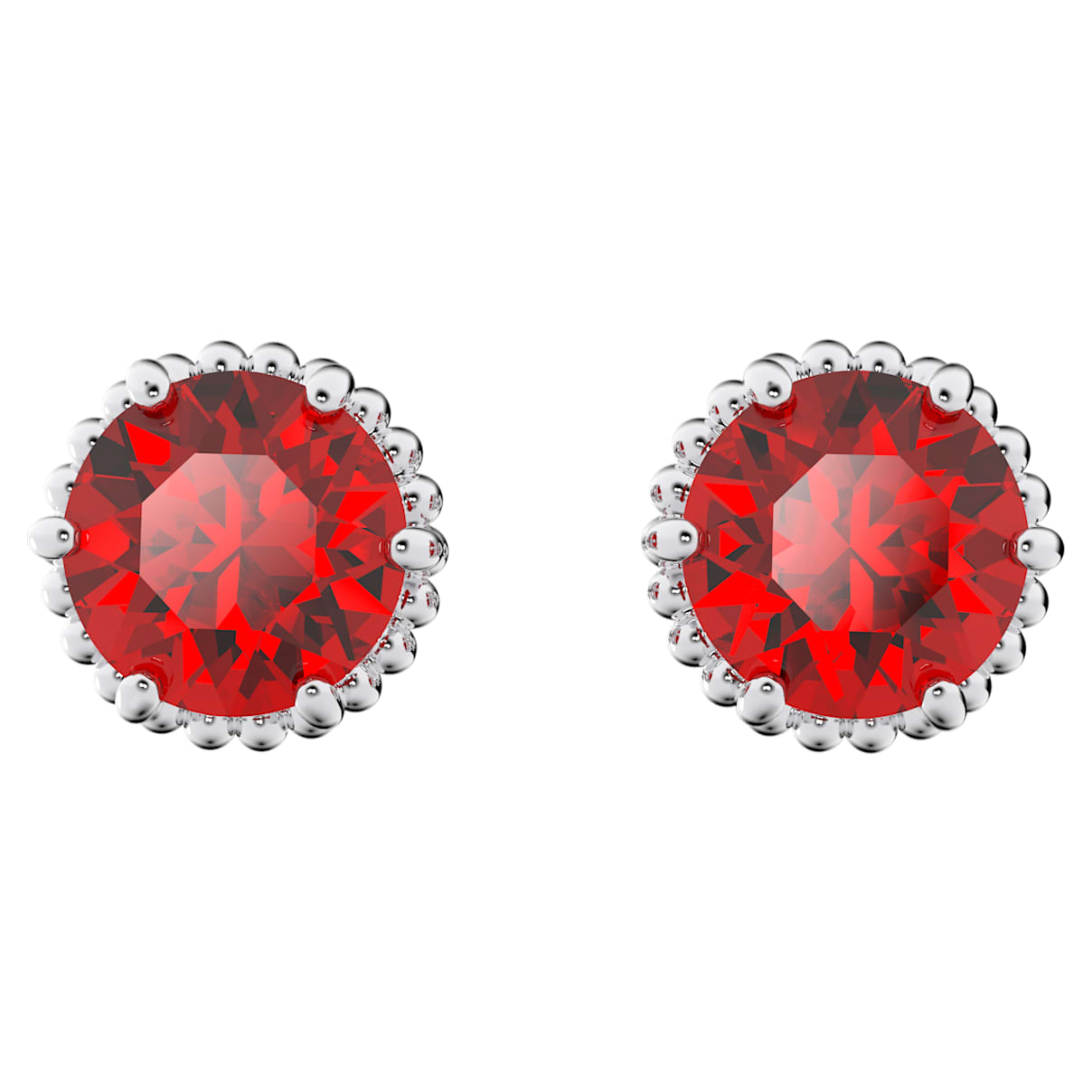 

Orecchini a lobo Birthstone, Taglio tondo, Gennaio, Rossi, Placcato rodio