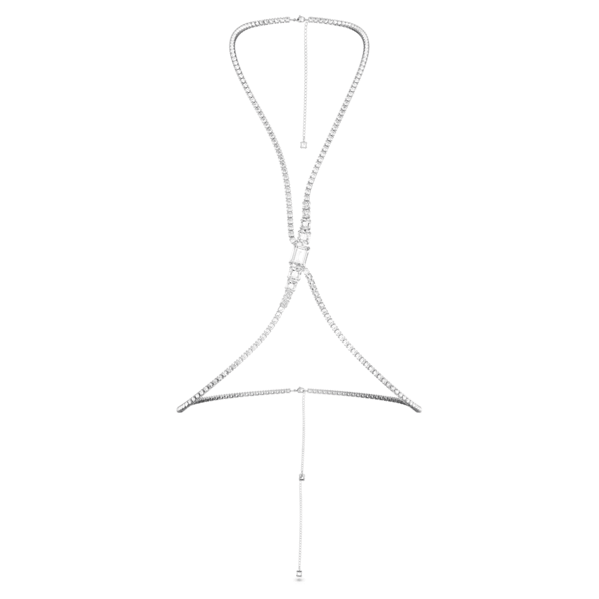 

Millenia body chain, Square cut, White, Rhodium plated