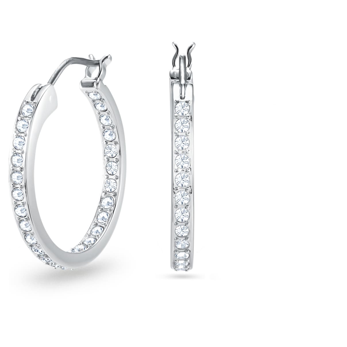 

Sommerset hoop earrings, White, Rhodium plated