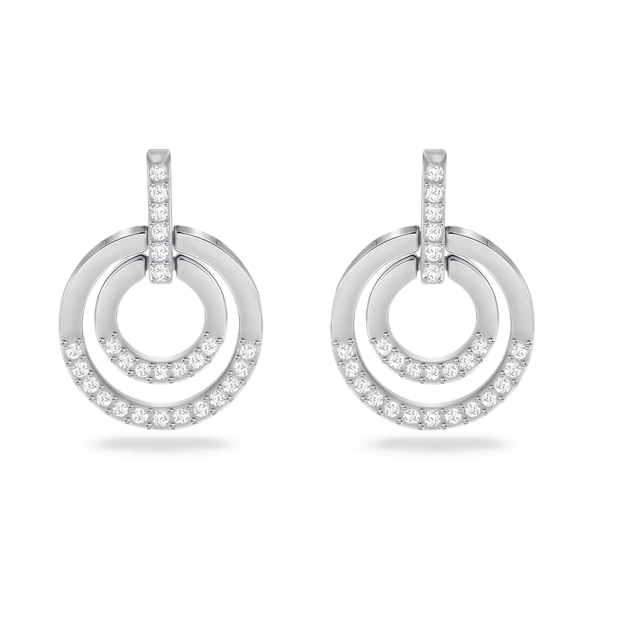 

Circle hoop earrings, Round shape, White, Rhodium plated