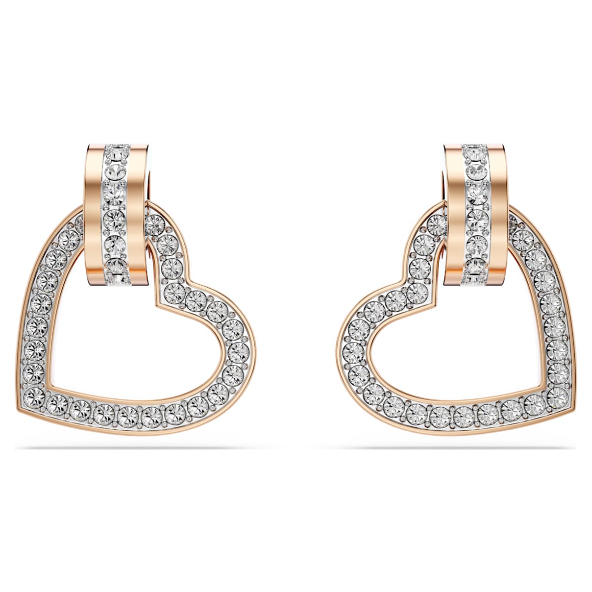 

Lovely stud earrings, Heart, White, Rose gold-tone plated