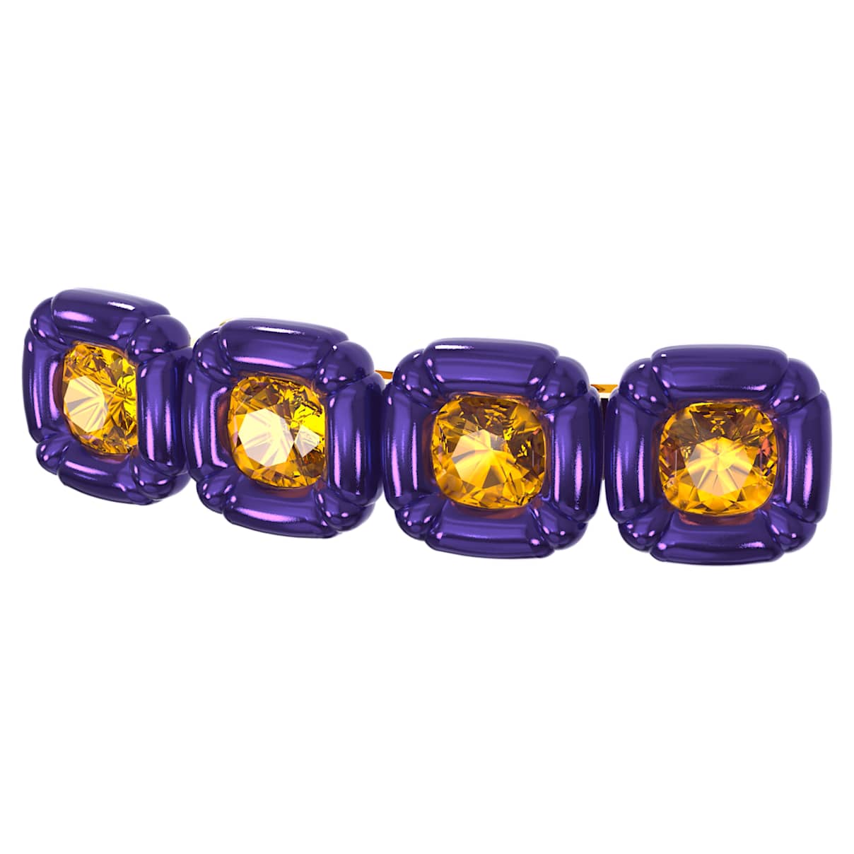Hair clip, Cushion cut, Purple, Gold-tone plated