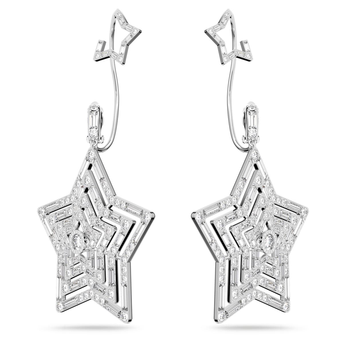 

Boucles d'oreilles clip Stella, Étoile, Grandes, Blanches, Métal rhodié