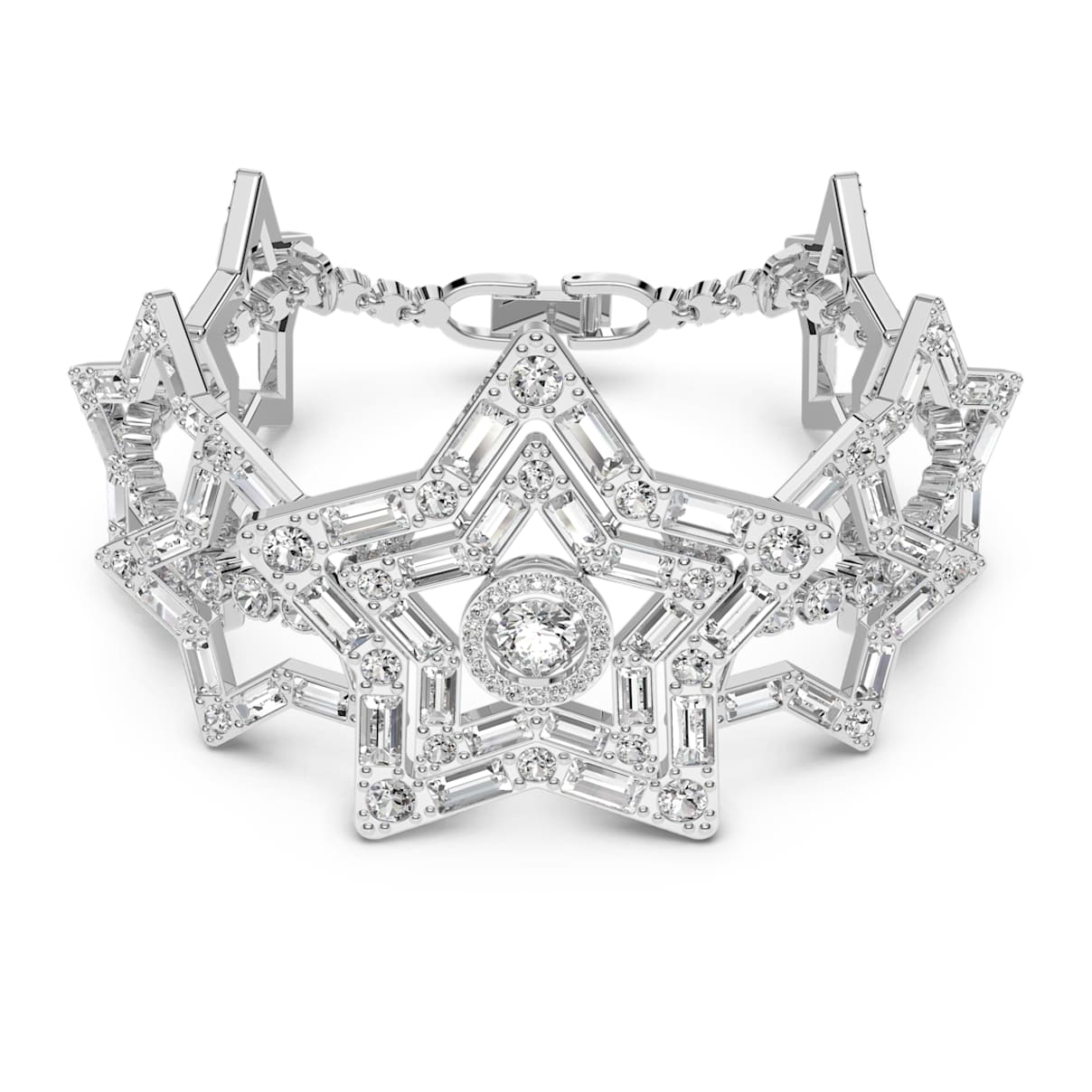 Pulsera Stella, Tallas mixtas, Estrella, Grande, Blanca, Baño de rodio