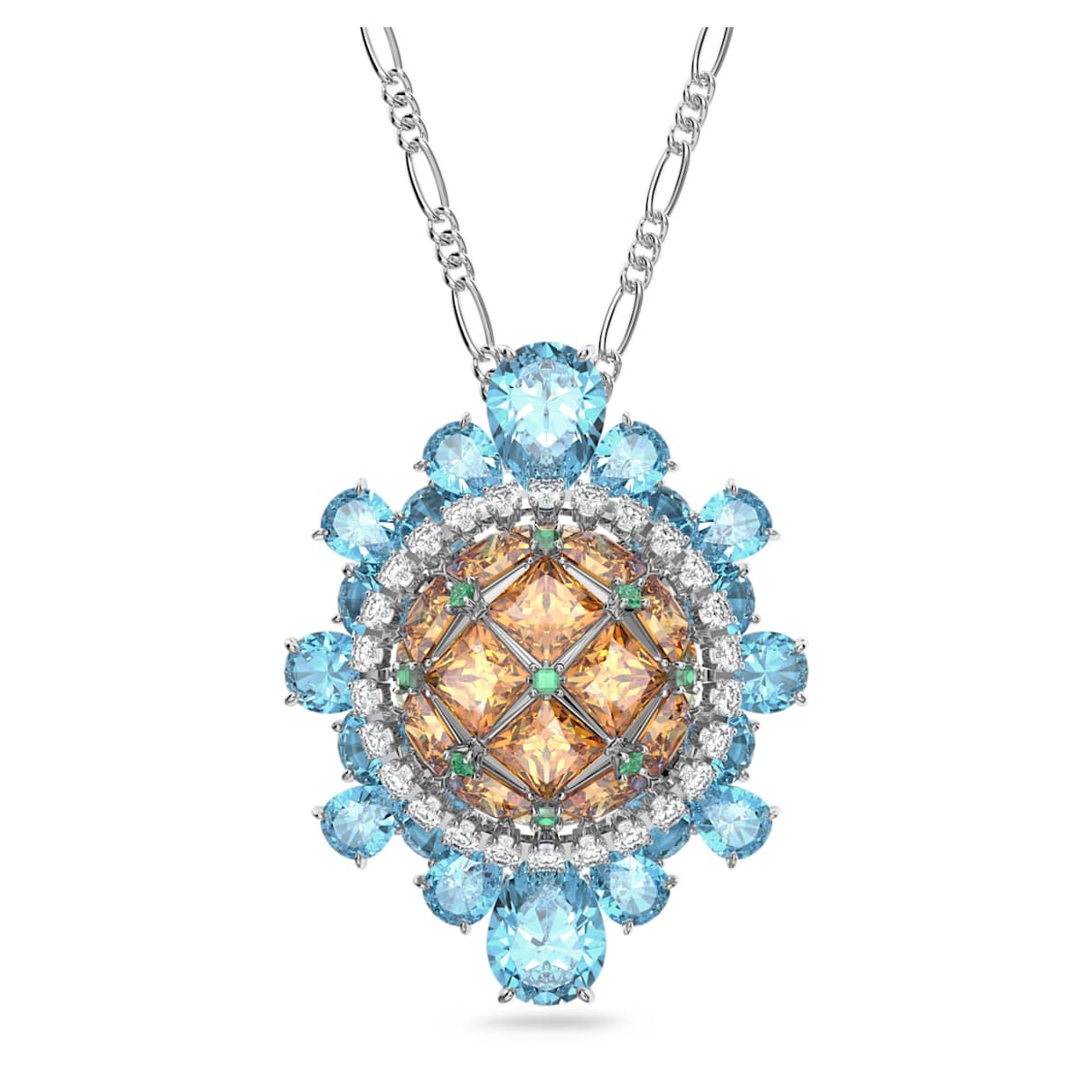 

Colgante y broche Curiosa, Multicolor, Baño de rodio