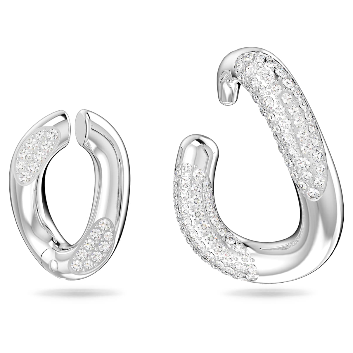 

Dextera ear cuff, Set (2), Asymmetrical design, White, Rhodium plated