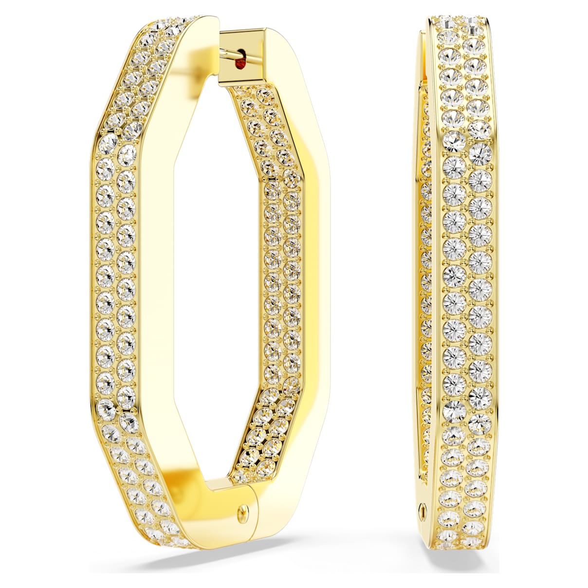 

Dextera hoop earrings, Octagon shape, Large, White, Gold-tone plated