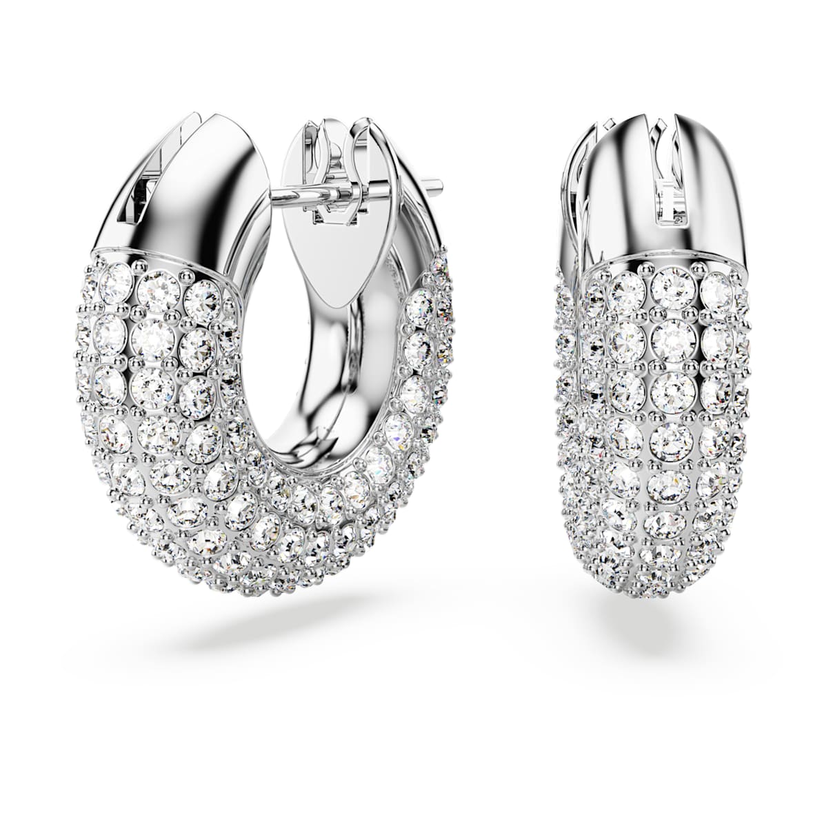 

Dextera hoop earrings, Small, White, Rhodium plated