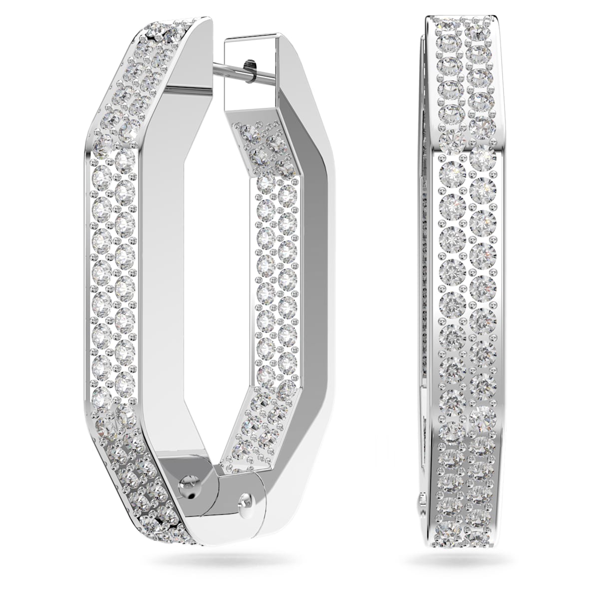 

Anneaux d'oreilles Dextera, Forme octogonale, Medium, Blanches, Métal rhodié
