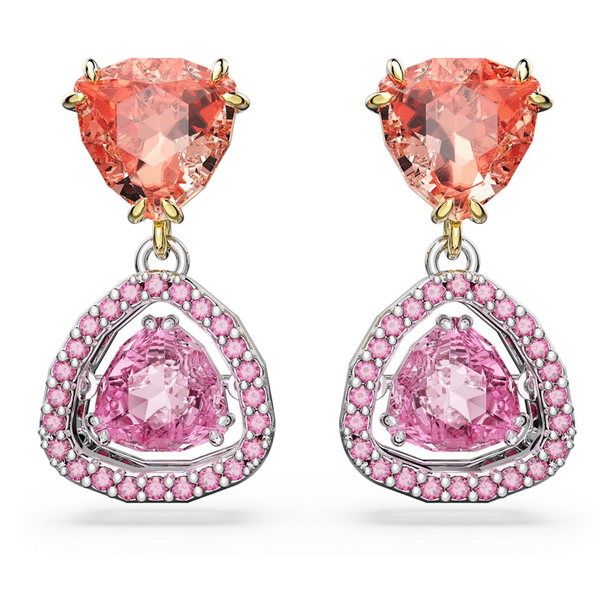 

Millenia drop earrings, Trilliant cut, Multicoloured, Mixed metal finish