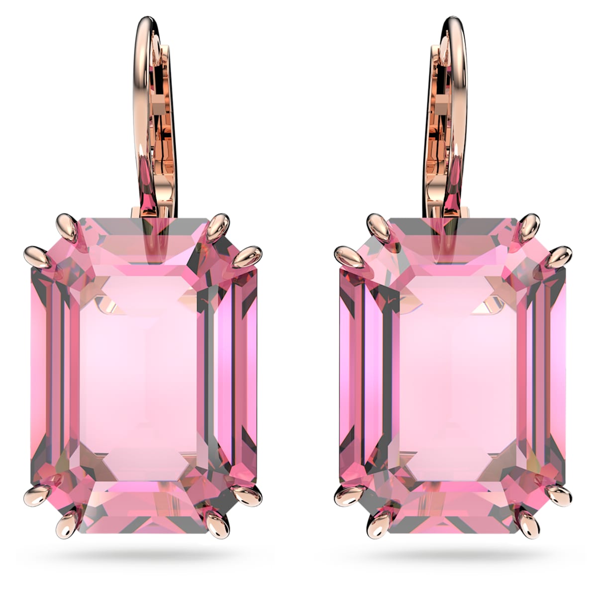 

Millenia drop earrings, Octagon cut, Pink, Rose gold-tone plated