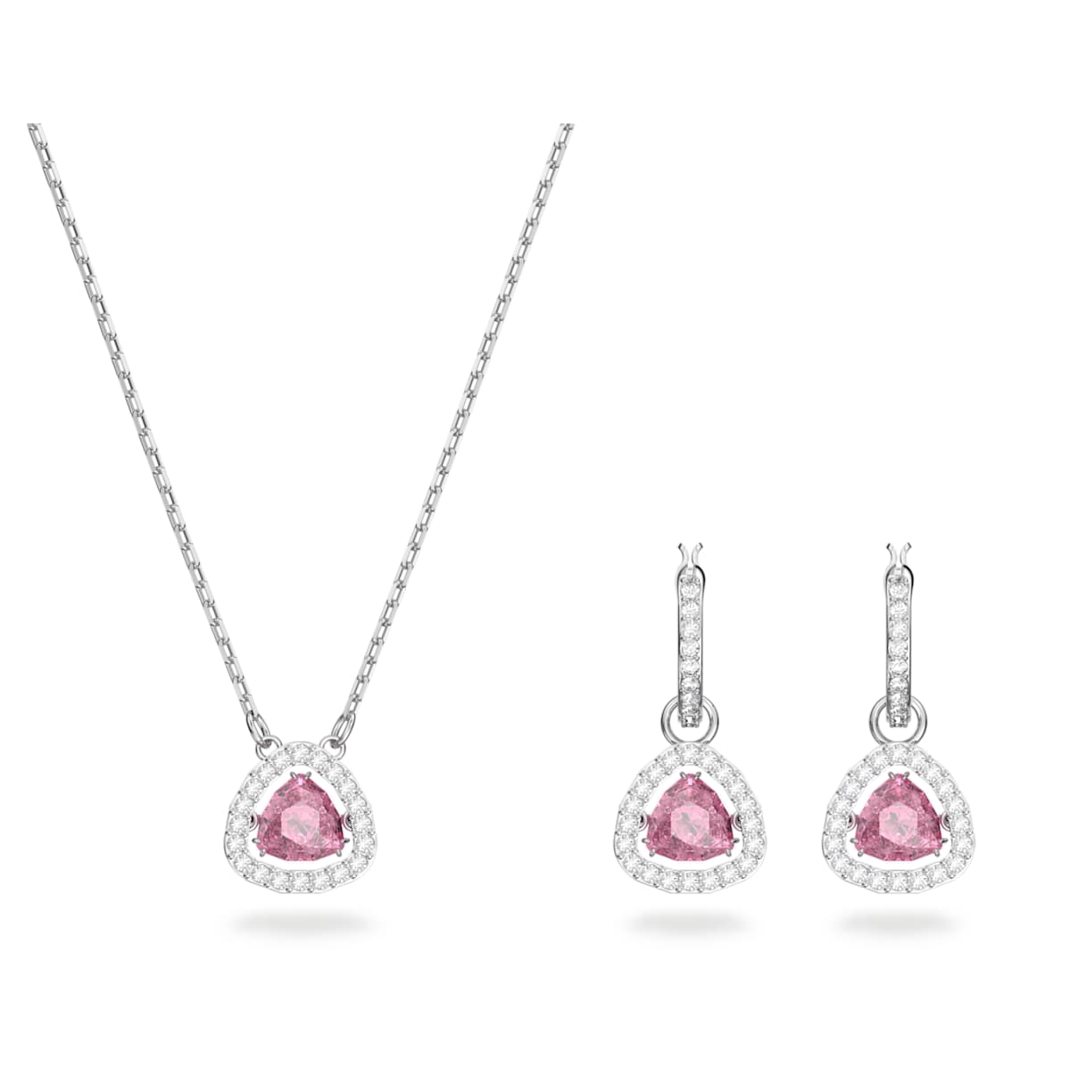 

Una set, Trilliant cut, Pink, Rhodium plated