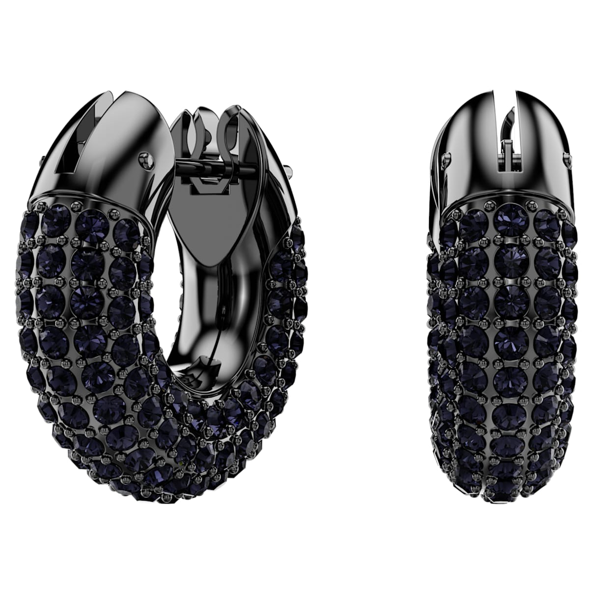 

Dextera hoop earrings, Small, Black, Ruthenium plated