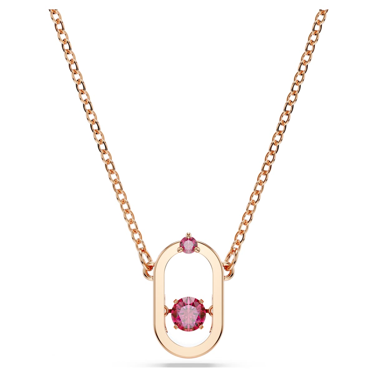 

Una pendant, Round cut, Oval shape, Red, Rose gold-tone plated