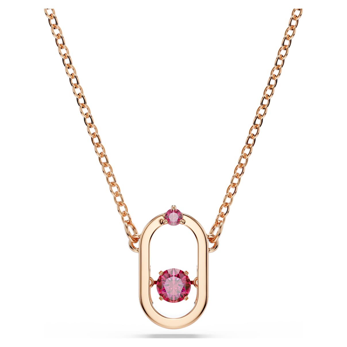 Una pendant, Round cut, Oval shape, Red, Rose gold-tone plated