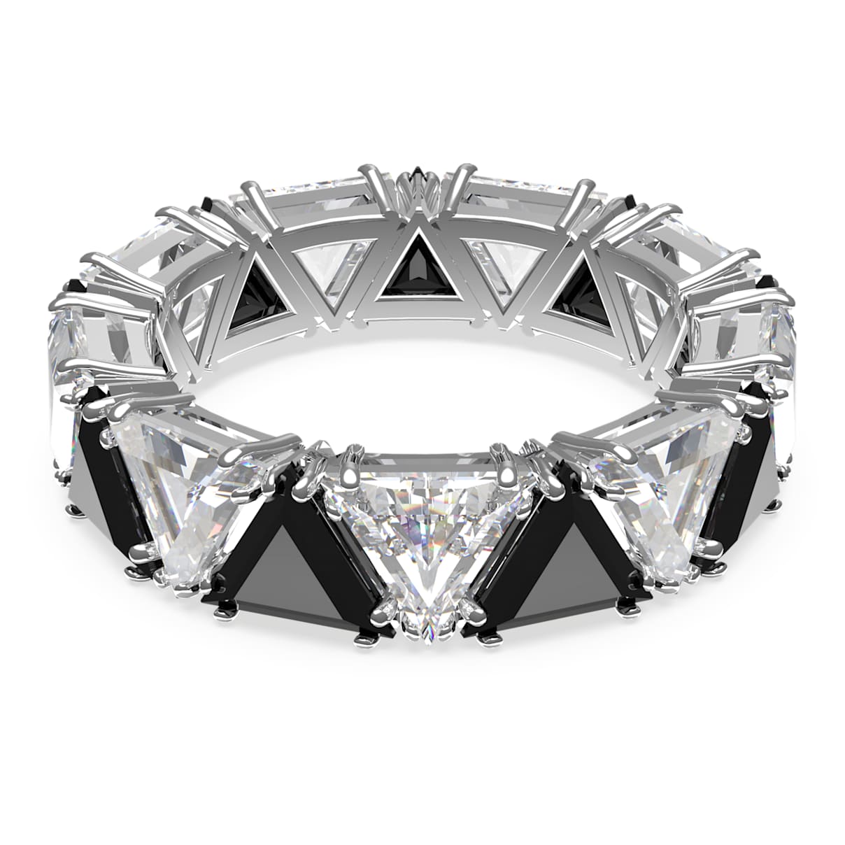 

Matrix cocktail ring, Triangle cut, Black, Rhodium plated