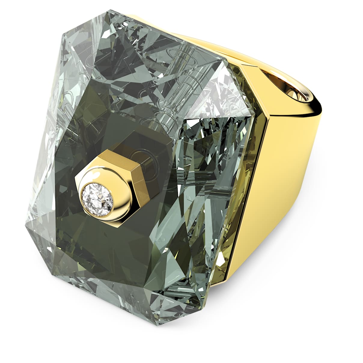 

Numina cocktail ring, Octagon cut, Gray, Gold-tone plated