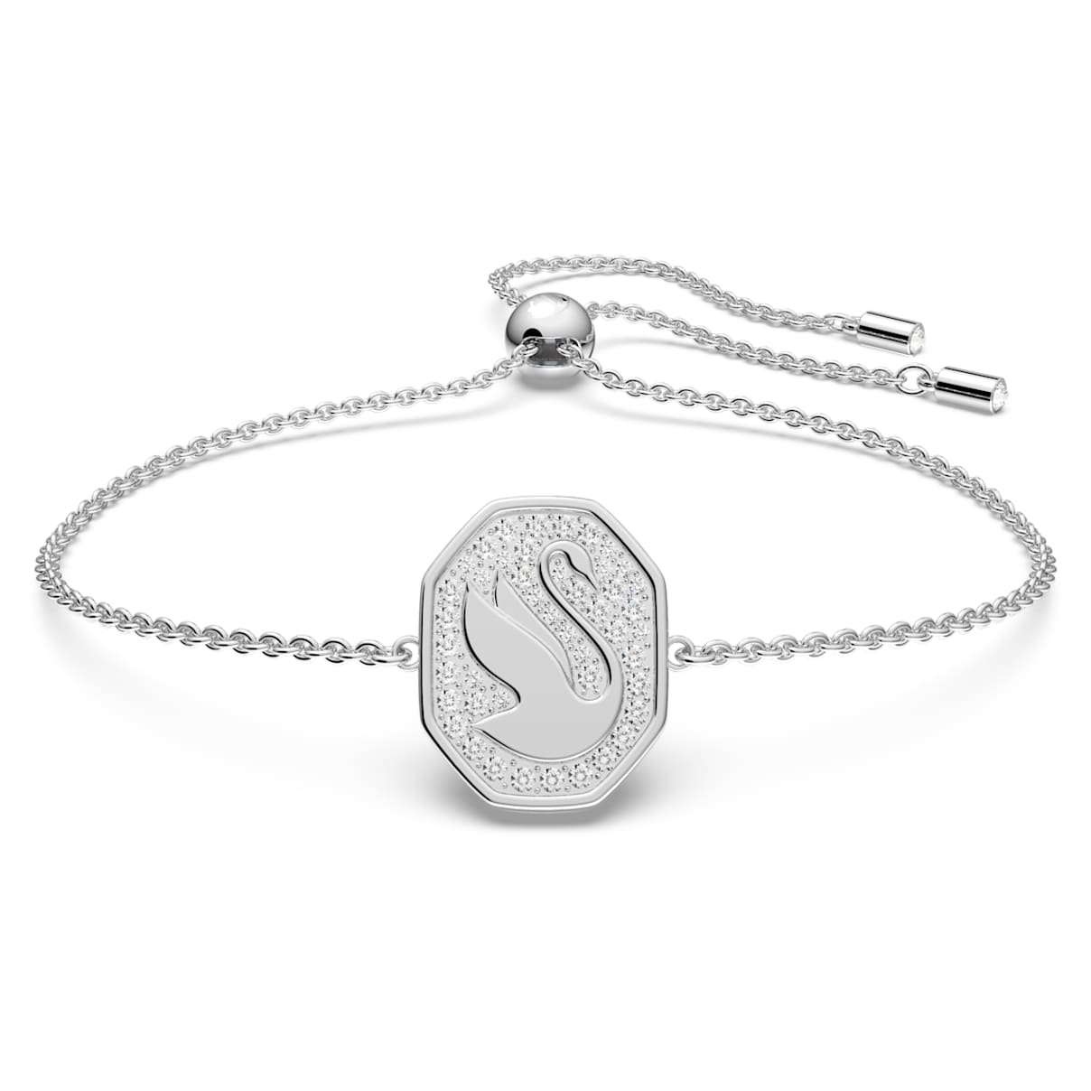 

Braccialetto Swan, Cigno, Bianco, Placcato rodio