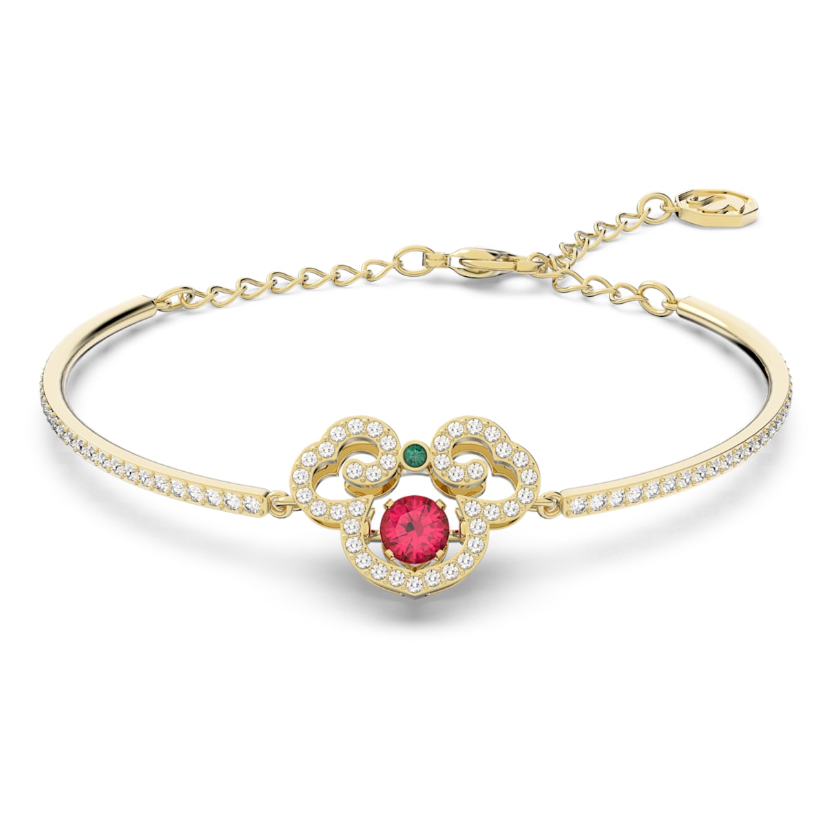 Swarovski Gratia bangle, Red, Gold-tone plated