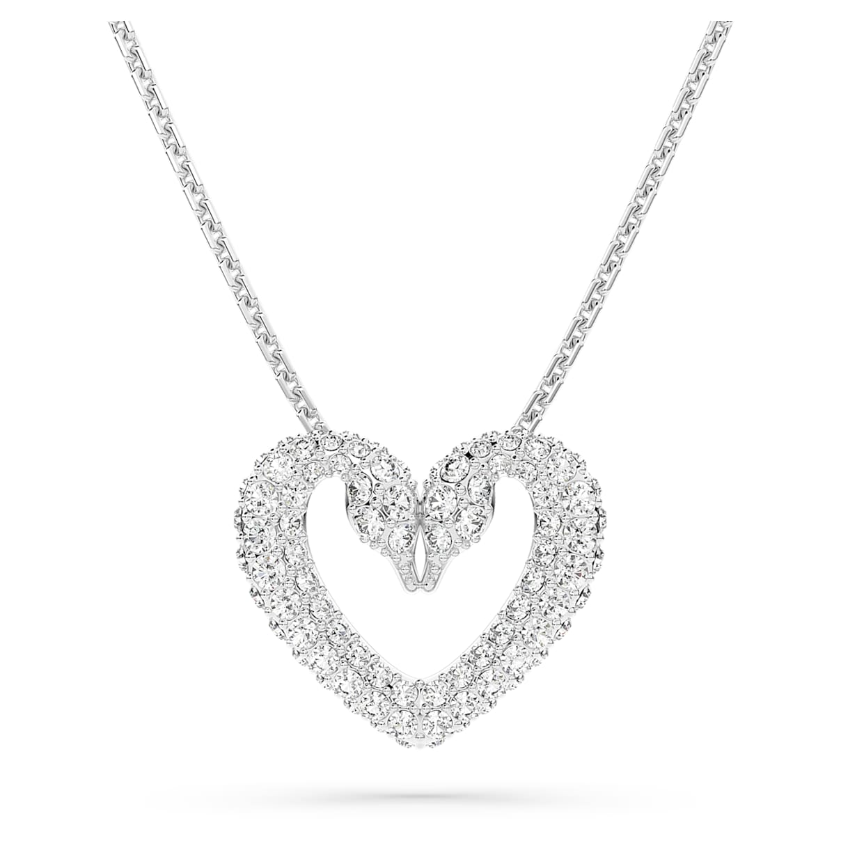 

Sublima pendant, Heart, Medium, White, Rhodium plated