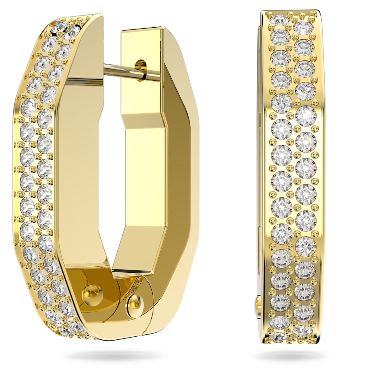

Dextera hoop earrings, Octagon shape, Small, White, Gold-tone plated